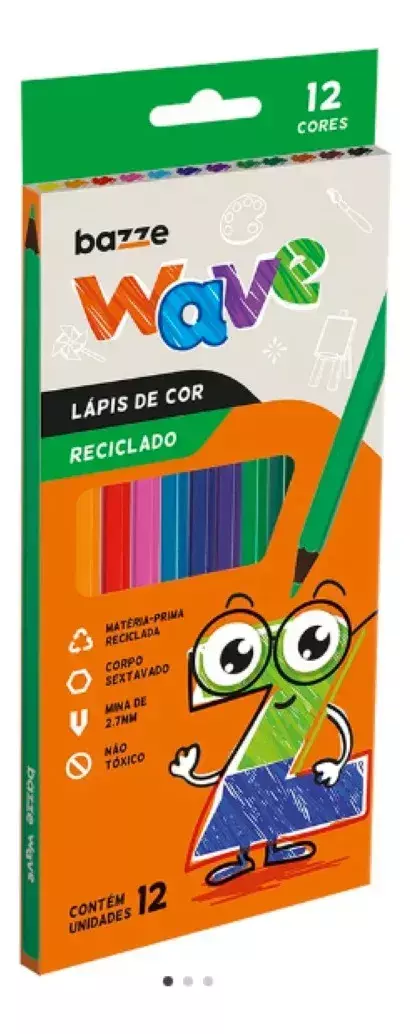 LAPIS DE COR SEXTAVADO BAZZE WAVE RECICLADO 12 CORES 902122 - SUMMIT