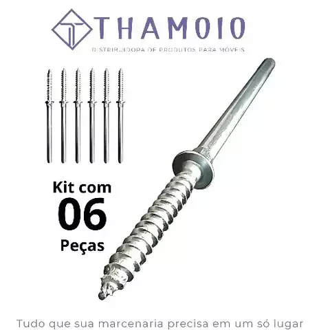 KIT 06 PEÇAS PARAFUSO INVISIVEL 1/4 X 120MM PRATELEIRA