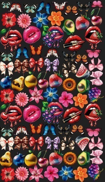 57 MUJER/FLORES/FRUTA/BOCA - comprar online