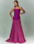 Vestido de festa longo fúcsia modelo drop waist, estilo tomara que caia e saia plissada, ideal para madrinhas, formaturas e eventos elegantes.