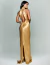 Vestido De Festa Longo Decote Americano Dourado Austin na internet