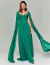 Vestido de festa longo verde floresta com decote meia taça, modelo Bogotá.