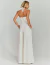 Calça pantalona off white Donatella vista de costas, ideal para eventos especiais, idela para batizado