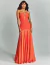 Vestido de festa longo tomara que caia na cor laranja, modelo Oslo  ideal para madrinhas de casamento