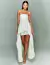 Vestido Midi Com Sobreposição Branco Mullet Bethany ideal para pré weeding, casamento civil, reveillon, batizado