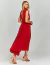 Vestido de festa midi vermelho com alça grossa, ideal para convidadas