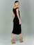 Vestido ombro a ombro preto Octavia, com comprimento midiideal para casual, evento coorporativo