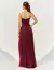 Vestido de festa longo marsala com fio de lurex, visto de costasideal para madrinhas de casamento