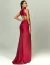 Vestido longo de gola alta na cor marsala com design elegante e costas abertas.