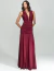 Vestido de festa longo marsala com drapeado na cintura, modelo elegante ideal para mãe dos noivos.