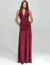 Vestido de festa longo marsala com drapeado na cintura, ideal para mãe dos noivos