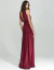 Vestido de festa longo marsala com drapeado na cintura, modelo Itéa, ideal para mãe dos noivos.