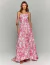 Vestido longo estampado rosa Dream Garden com alças finas.