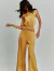 Macacão pantalona bronze dourado com design elegante ideal para casual, evento coorporativo