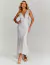 Vestido Midi Frente Única Prata Aurora com decote profundo ideal para reveillon