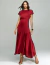 Modelo usando Vestido Midi Fluido Marsala Nocturne Charm
