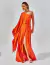 Vestido de festa longo laranja de um ombro só, elegante e sofisticado ideal para madrinha de casamento, convidada de formatura, convidada de casamento