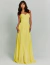 Vestido de festa tomara que caia amarelo Segóvia, longo e liso, ideal para convidadas de casamento ou formatura.