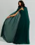 Vestido de festa longo tomara que caia com capa verde floresta Segóvia.