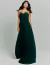Vestido de festa longo tomara que caia com capa verde floresta Segóvia.