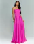 Vestido de festa longo tomara que caia na cor pink, com design elegante e sofisticado.