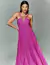Vestido de festa longo fúcsia com decote transado e plissado, modelo elegante e sofisticado ideal para madrinha de casamento