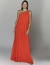 Vestido de festa longo laranja com cinto de strass, ideal para gestantes, madrinhas de casamento