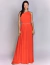 Vestido de festa longo laranja com cinto de strass ideal para gestantes, madrinhas de casamento