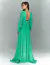 Vestido de festa verde com brilho, manga longa e decote nas costas ideal para madrinhas, convidada de casamento, convidada de formatura, ocasiões especiais
