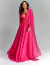 Vestido de festa longo pink com mangas removíveis e detalhes bordados ideal para madrinhas, convidada de casamento, convidada de formatura, ocasiões especiais
