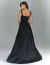 Vestido de festa longo preto com sobreposição, modelo vista de costas ideal para formandas, madrinhas de casamento, ocasião especial