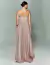 Vestido de festa longo de tule lurex rosa old Arles, com design tomara que caia e corte evasê  ideal para madrinha de casamento