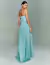 Vestido longo de festa em tule lurex Tiffany, modelo tomara que caia, exibido por uma mulher de costas ideal para madrinha de casamento