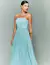 Vestido de festa longo de tule lurex na cor Tiffany, modelo tomara que caia ideal para madrinha de casamento