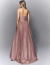 Vestido longo de festa em tule rosa com glitter, modelo tomara que caia, visto de costas ideal para formandas 