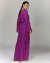 Vestido de festa longo fluido na cor uva, com mangas longas e design elegante ideal para gestante, madrinhas de casamento, ocasião especial