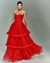 Vestido De Festa Longo Saia Com Babado Vermelho Havana - loja online