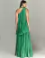 Vestido de festa plissado longo verde bandeira Botswana ideal para madrinha de casamento, formatura