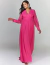 Vestido Gaia Pink, longo e com mangas compridas, ideal para festas e eventos especiais.