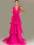 Vestido de festa longo em tule com saia de babados na cor pink México ideal para formandas