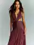 Vestido de festa longo em tule na cor marsala elegante ideal para madrinhas de casamento