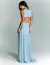 Vestido de festa longo em tule azul Serenity com costas abertas ideal para madrinhas de casamento