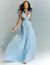 Vestido de festa longo em tule azul serenity ideal para madrinhas de casamento