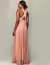 Vestido de festa longo rosé com decote cruzado nas costas  ideal para madrinha de casamento