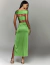 Vestido midi verde bandeira com tule no busto ideal para festas e eventos especiais.