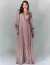 Vestido de festa longo rosa com mangas longas e punhos, modelo elegante ideal para madrinhas, convidada de casamento, convidada de formatura, ocasiões especiais