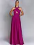 Vestido de festa longo na cor fúcsia com capa, modelo elegante e sofisticado ideal para madrinhas de casamento