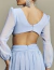 Vestido De Festa Manga Longa Azul Serenity com abertura lateral  ideal para convidadas