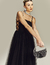 Vestido de festa longo de tule drapeado preto Pequim, ideal para madrinha de casamento, convidada de casamento, ocasião especial, formatura