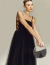 Vestido de festa longo de tule drapeado preto Pequim, ideal para madrinha de casamento, convidada de casamento, ocasião especial, formatura
